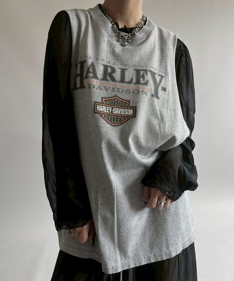 【USED】   Made in USA HARLEY- DAVIDSON Cut off Tank Top /250510-006
