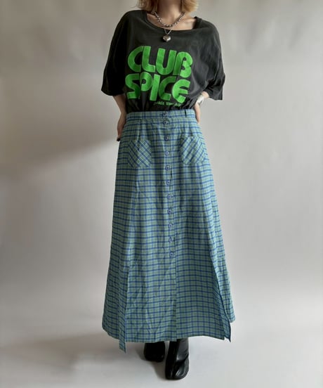 【USED】  Checked Long Skirt/250823-003