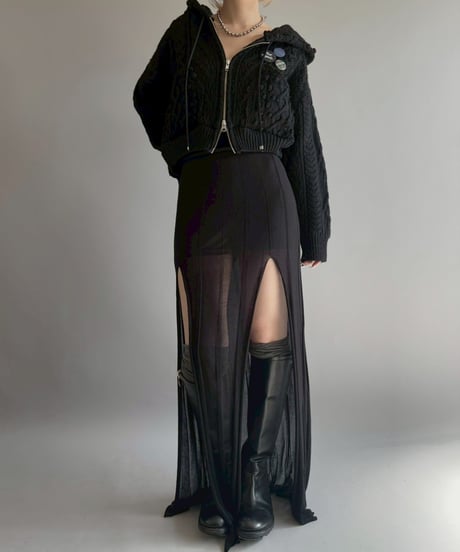 【RE;CIRCLE】 RE Aran Knit Double Zip-up Parka / Black / 251030-005