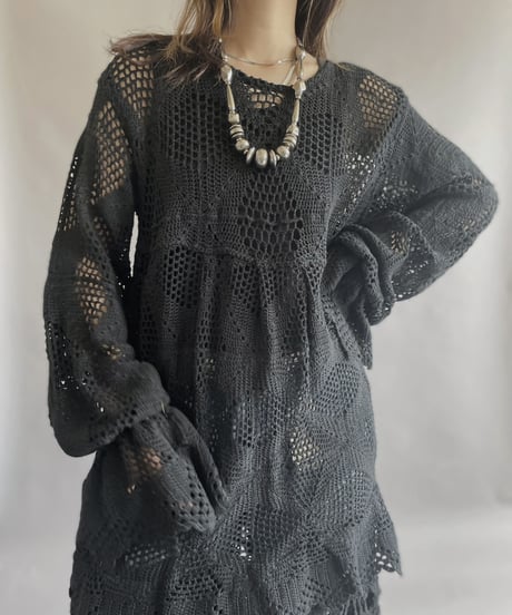 【RE;CIRCLE】 RE Crochet One-piece Black / 230330-008