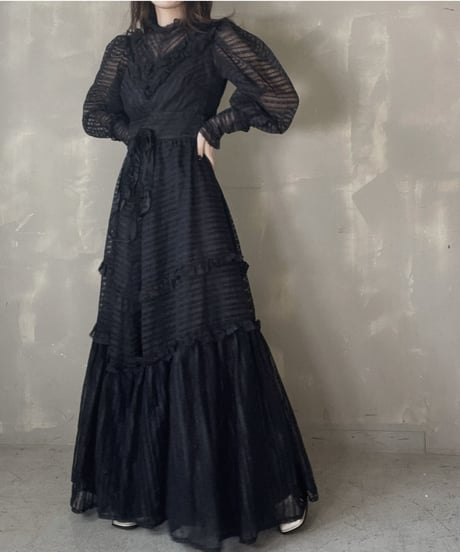 【USED】  See-through Lace L/S One-piece/220220-001
