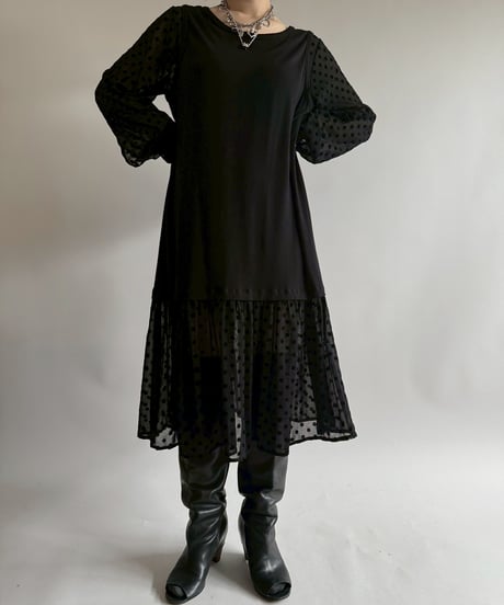 【USED】  Made in Italy MM6 Maison Martin Margiela Dot Pattern L/S Long One Piece   /250412-040