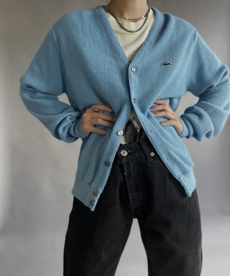 【USED】 IZOD Lacoste Acrylic Knit Cardigan Light Blue / 230204-016