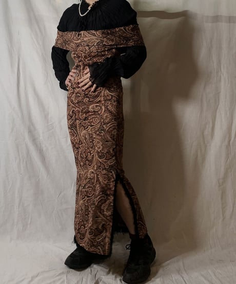 【USED】  Paisley Patterned Off Shoulder Dress/210310-029