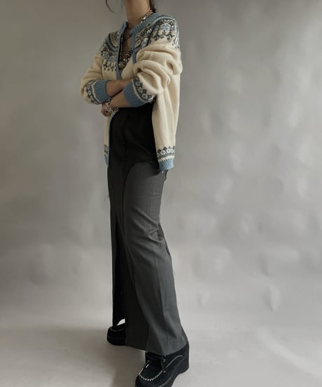 【USED】 Made in Norway Wool100% Tirolean Knit Top /240120-014