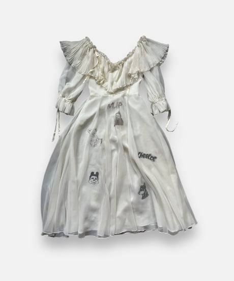 【Mashup Products】 Silk Screen Sheer Long  One-Piece /  240217-003