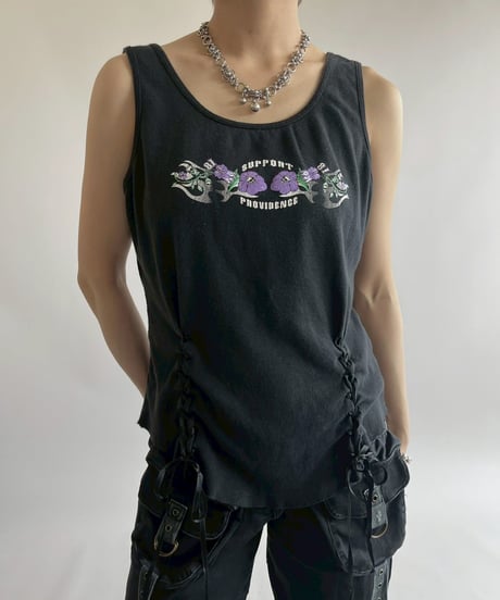 【USED】 Flower Pattern Lace Up Tank Top / 250526-019