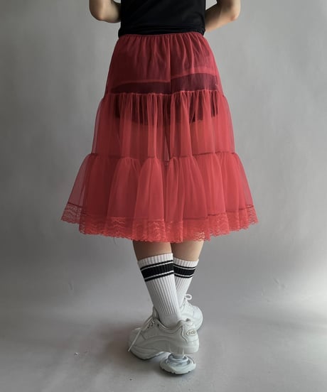 【USED】 Lace Patterned Sheer Skirt / 241019-013