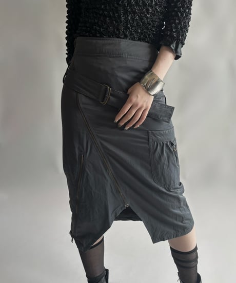 【USED】 Belt Design Zip-Up Skirt / 250906-004