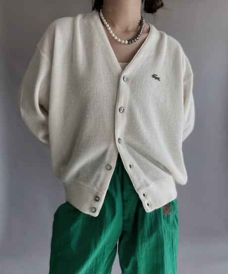 【USED】 IZOD Lacoste Acrylic Knit Cardigan White / 230128-019