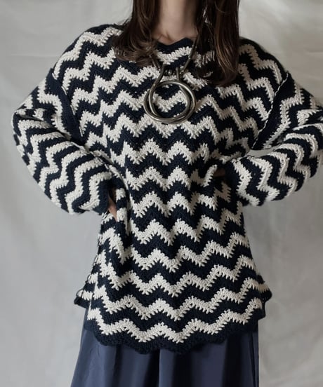【USED】  Crochet Knit L/S Top ④/211014-038