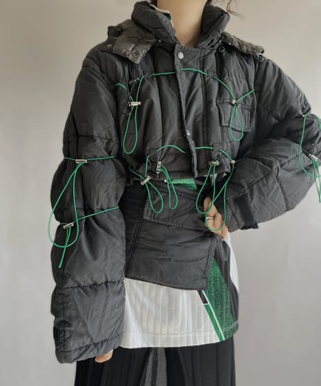 【RE;CIRCLE】 RE Draw Code Short Down Black×Green + Sacoche / 221215-008