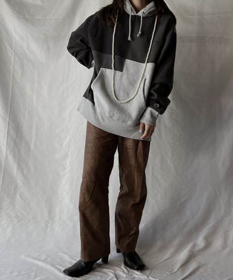 【USED】   Champion Reverse Weave Patch Work Hoodie/211007-031