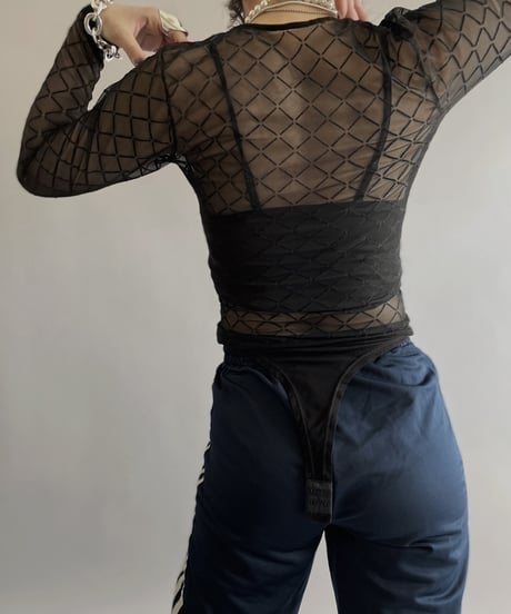 【USED 】Patterned Sheer Leotard Top/240330-020
