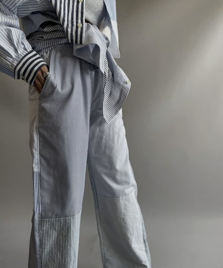 【RE;CIRCLE】 RE Patchwork Strip Pants / 230824-006