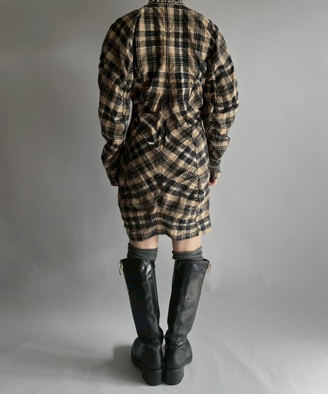 【USED】 GANNI Check Rushed Sleeve One-Piece /251122-006