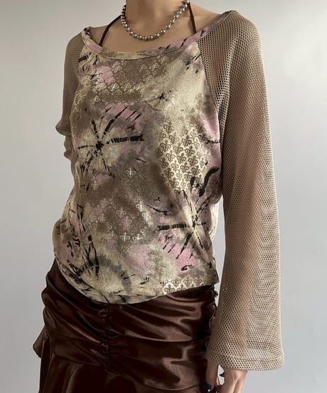 【USED】 YESSICA Mesh Sleeve Design Top  /251012-001