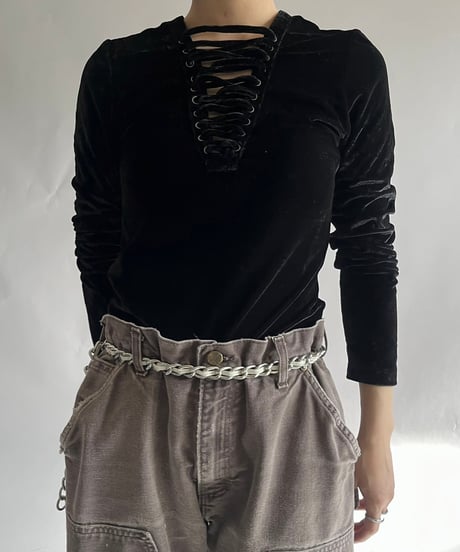 【USED】 Velour Leotard Top /241214-017
