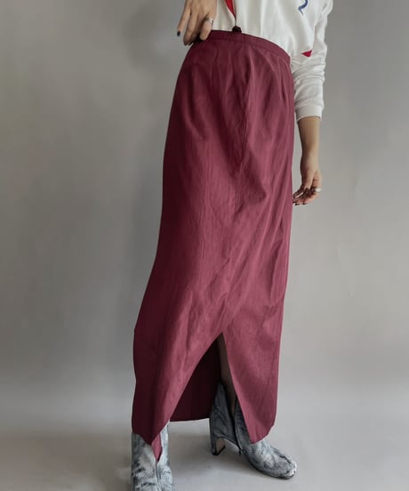 【USED】  Poly Long Skirt Red / 221112-009