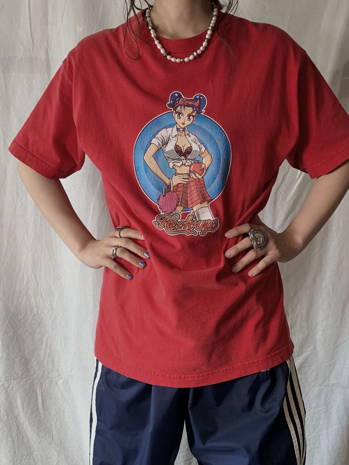 USA製 90s 古着 HOOK-UPS フックアップス Tシャツ hookups Tシャツ 90s/HOOK UPS/フックアップス/Tシャツ/M/コットン/グレー