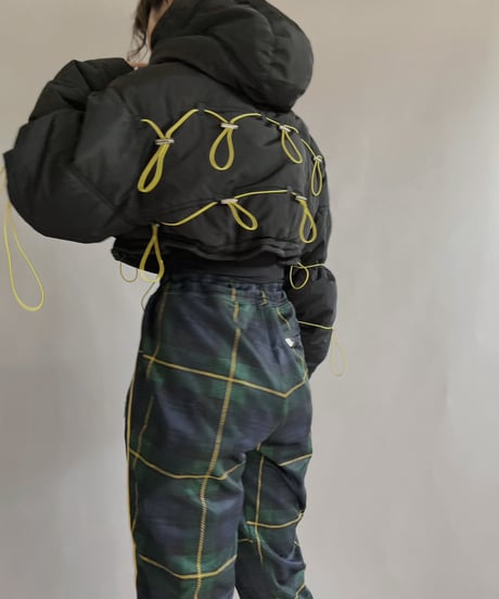 【RE;CIRCLE】 RE Draw Code Down Vest Black×Yellow / 221215-005