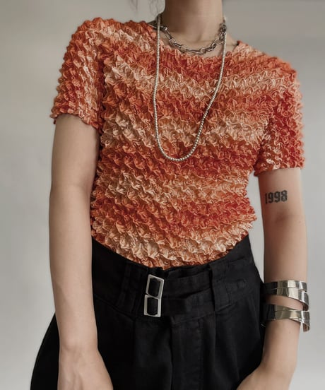 【USED】 Orange Color Popcorn Top / 220709-013