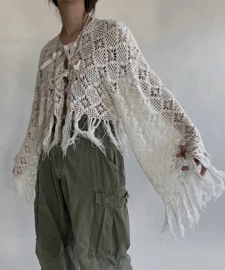 【RE;CIRCLE】 RE Crochet Lace Flare Sleeves Bolero / 220526-044
