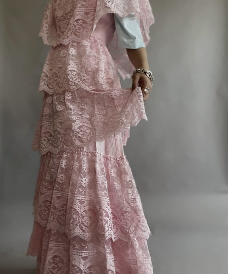 【USED】 Flower Pattern Sleeveless  Poly Tiered One-piece / 230520-008