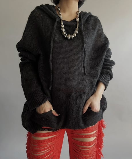 【USED】BONDS Mohair Knit Hoodie Top /240127-002