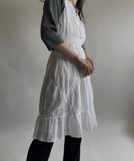 【USED】 White Cotton Camisole One-piece / 220423-045