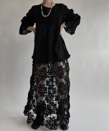 【RE;CIRCLE】 RE Crochet Black Lace One-piece / 220728-021