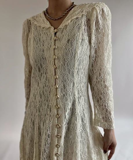 【USED】 Lace Pattern Long One-Piece /250621-024