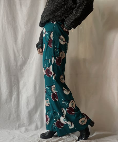 【USED】Patterned Poly Flared Pants/210203-011