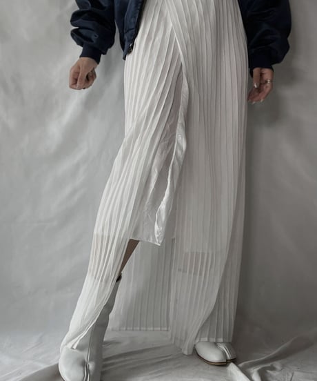【USED】 Poly Pleats Long Skirt①/210921-028