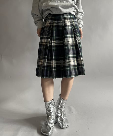 【USED】  Check Patterned Wool Skirt / 241130-020