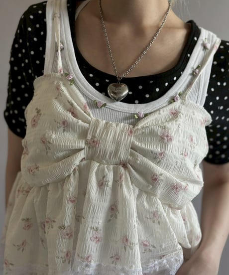 【Chinatsu Aoyama】 RE Ribbon Camisole Top / 260402-011