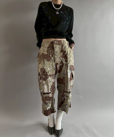 【USED】 Military Camouflage Cut Off Paint Pants /250925-003