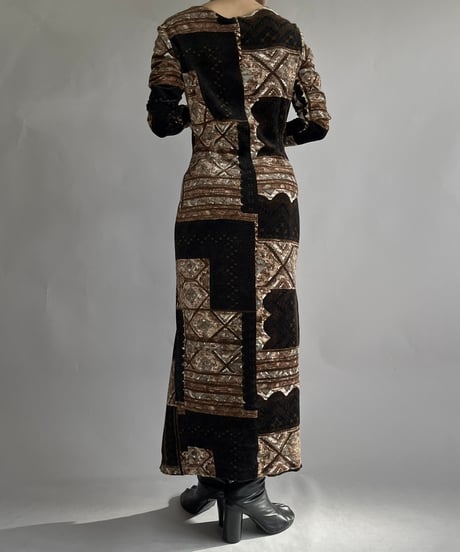 【USED】 Patterned Velour One-Piece /241214-010