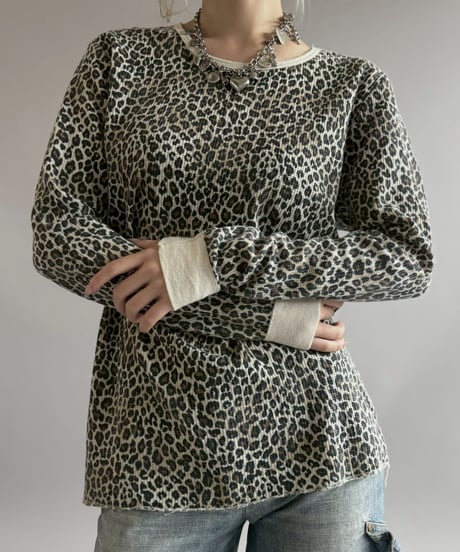 【USED】 FRUIT OF THE LOOM Leopard Pattern Thermal / 260509-013