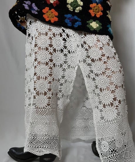 【RE;CIRCLE】 RE Granny Knit×Lace Long Skirt①/210917-005