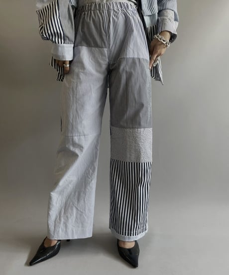 【RE;CIRCLE】 RE Patchwork Strip Pants / 230824-002