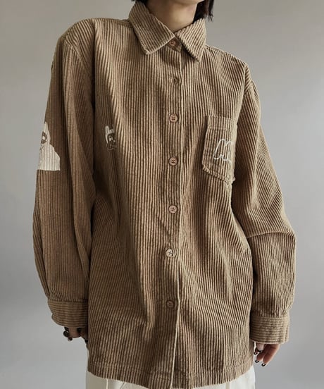 【Mashup Products】 Silk Screen Cotton 100% Corduroy Shirt/  240217-009