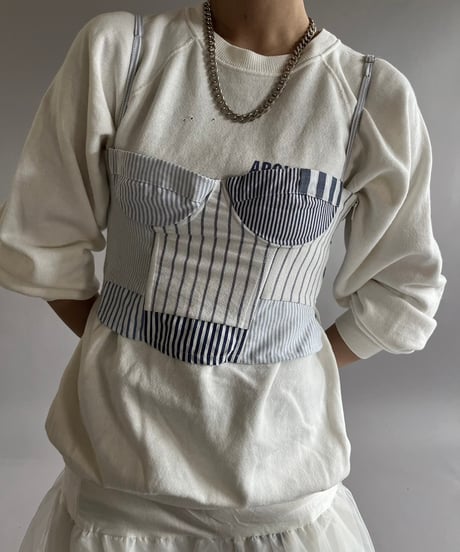 【RE;CIRCLE】 Re Corset Patchwork Stripe Shirt  /  240926-009