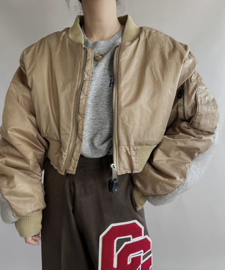 【RE;CIRCLE】 RE Short MA-1 Mohair Jacket Beige / 230112-022