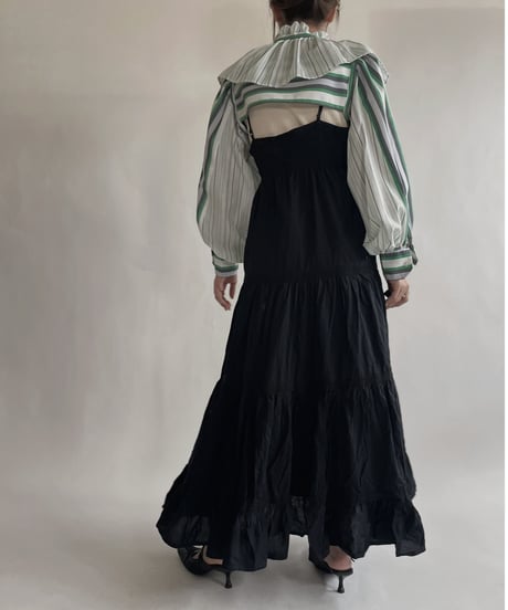【RE;CIRCLE】 RE Striped Shirt Detachable Collar + Bolero / 220609-004