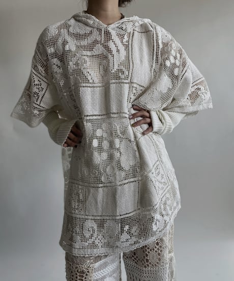 【RE;CIRCLE】 RE Crochet Lace S/S Hoodie / 220427-027