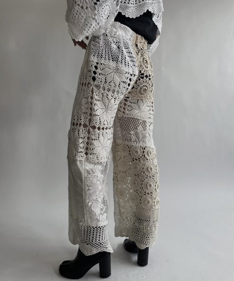 【RE;CIRCLE】 RE Crochet Lace Patchwork Pants / 220526-037