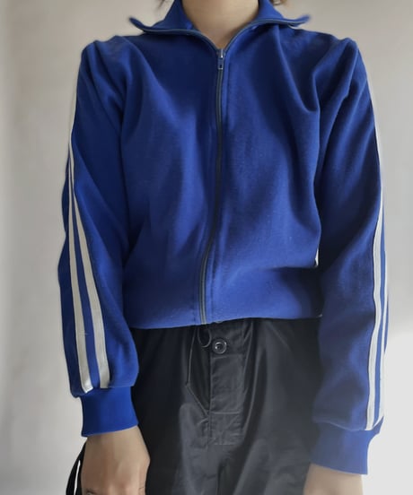 【USED】 Poly Zip-up Line Top Blue / 230128-004