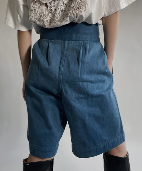 【MEND】 Italian ARMY Dyed Gurkha shorts -Blue-/ 220625-004