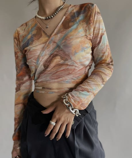 【USED】  Poly Long Sleeved Top / 220924-006